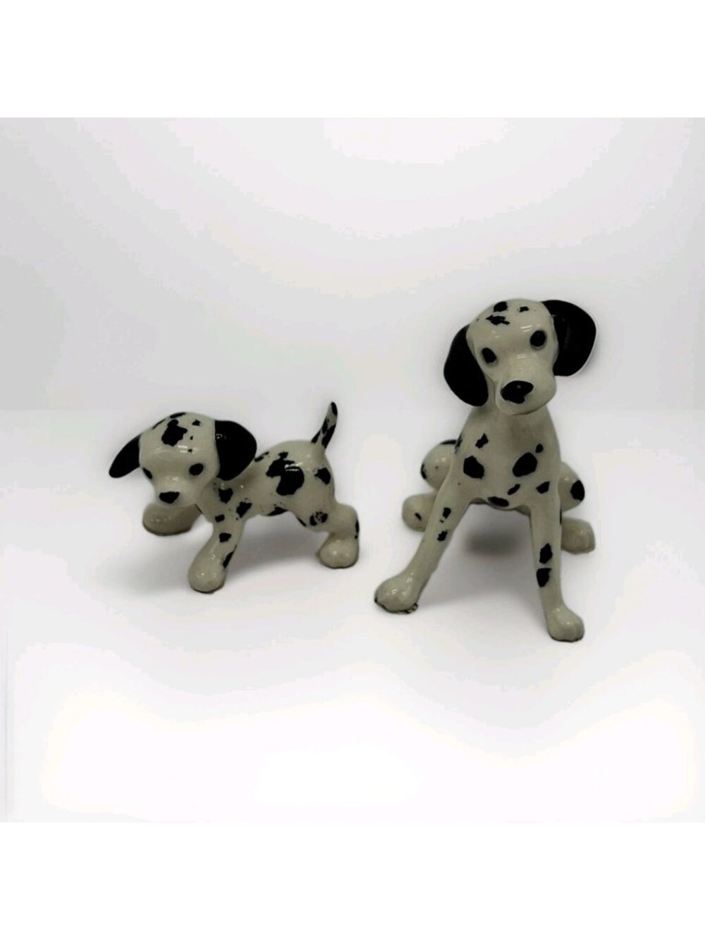 Vintage Hagen Renaker Miniature Ceramic Dalmatian Dog & Puppy Figurine Set of 2
